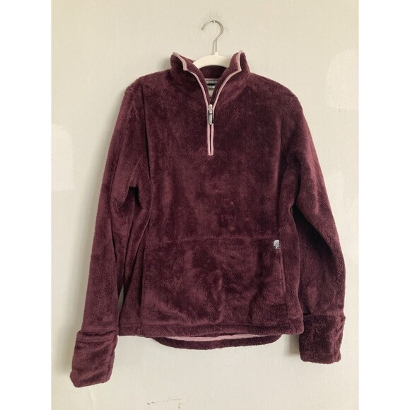 North Face Women’s Mossbud Acadia Zip Pullover MEDIUM Fleece Fuzzy Purple - Picture 1 of 13